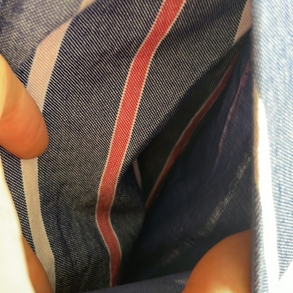 1901 Striped Jumpsuit Wide Leg V-Neck Blue Pink Size 10 - Picture 9 of 17